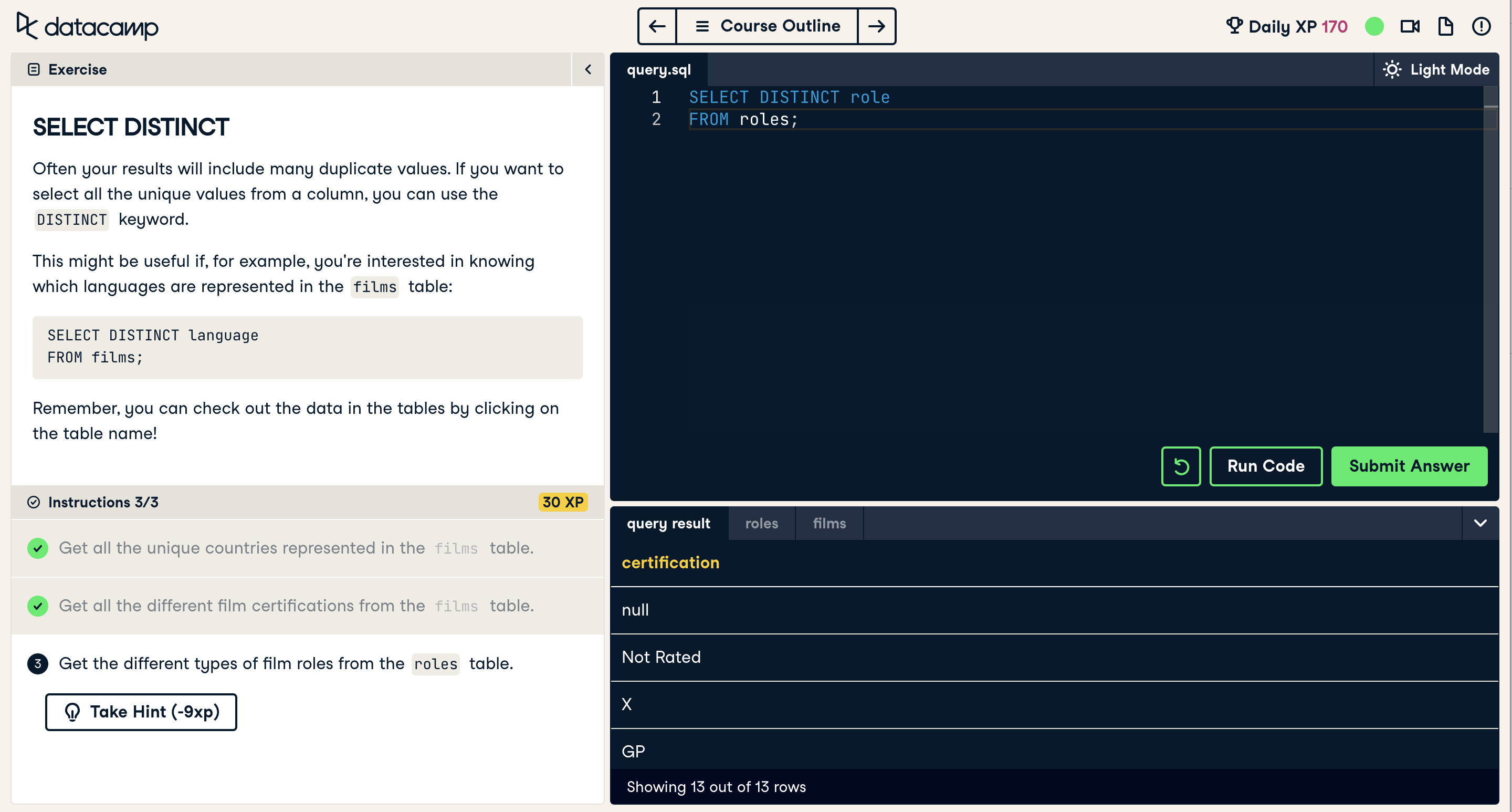 Screenshot of a Iterative exercise - step 3