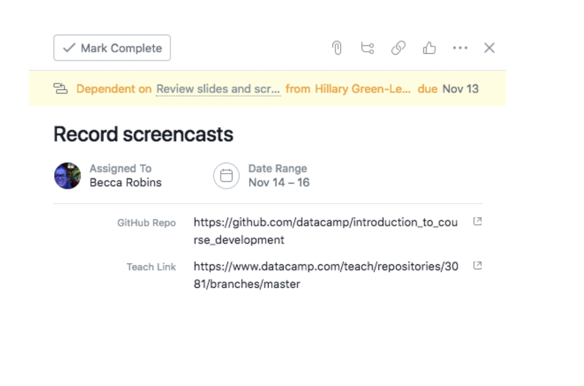 Asana - Task dependency banner in a subtask