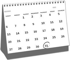 Picture of a calendar with one day a month circled