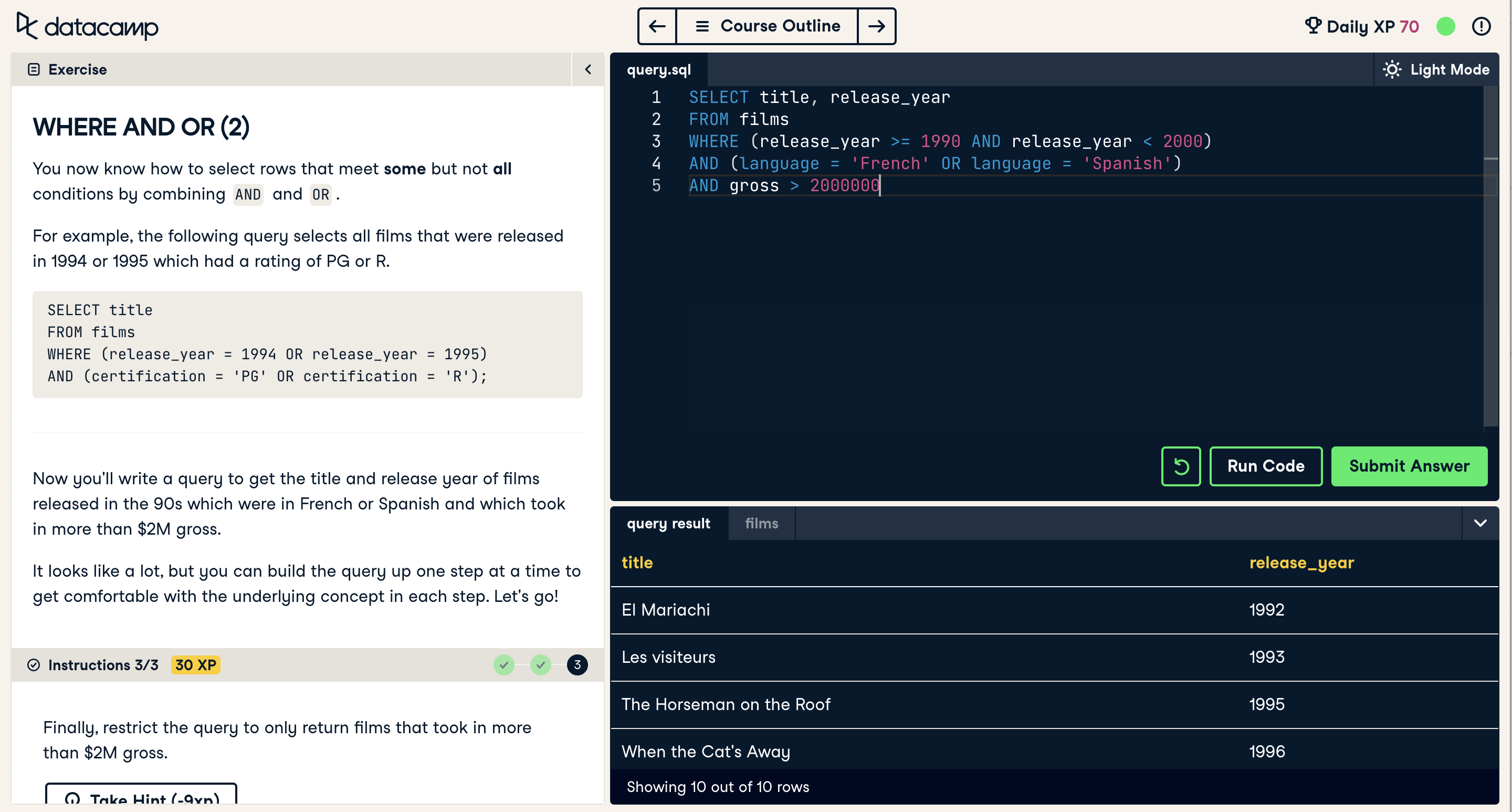 Screenshot of a Sequential exercise - step 3