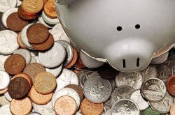 Photo of piggy bank and coins