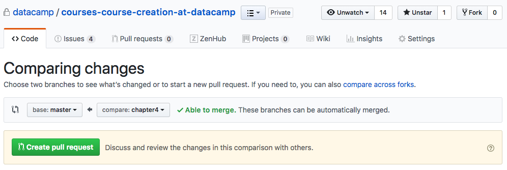 Image of base branch and head branch in a GitHub pull request