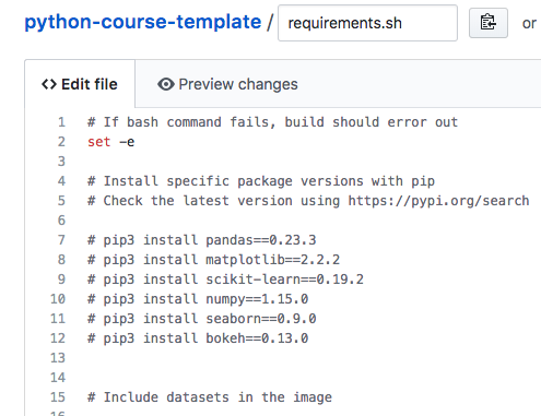 Image of requirements.sh file