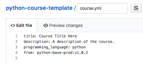 Image of course.yml file