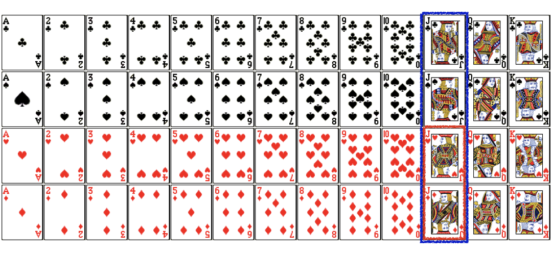 Red Jacks from a Deck of cards