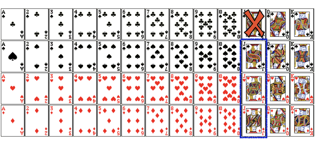 Three Jacks from a Deck of cards