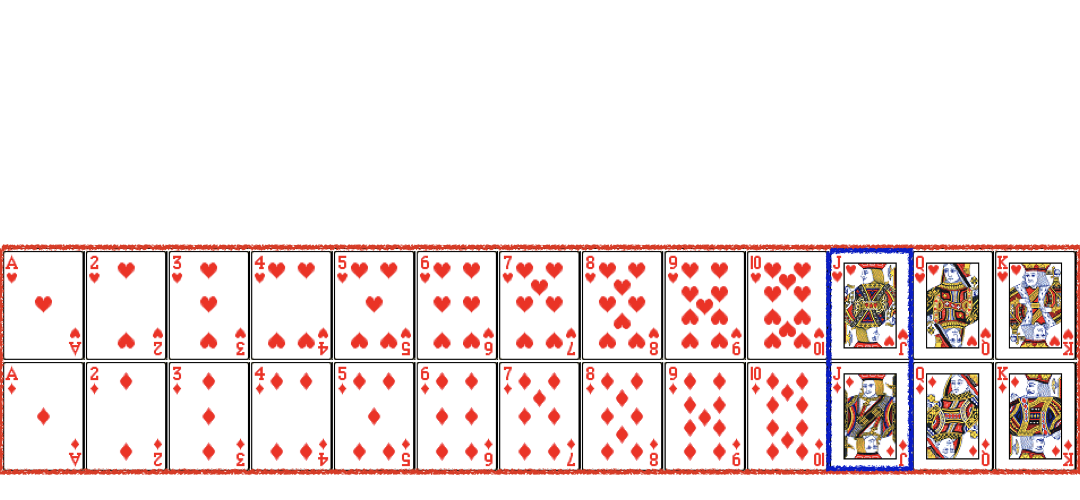 Red jacks from a deck of cards