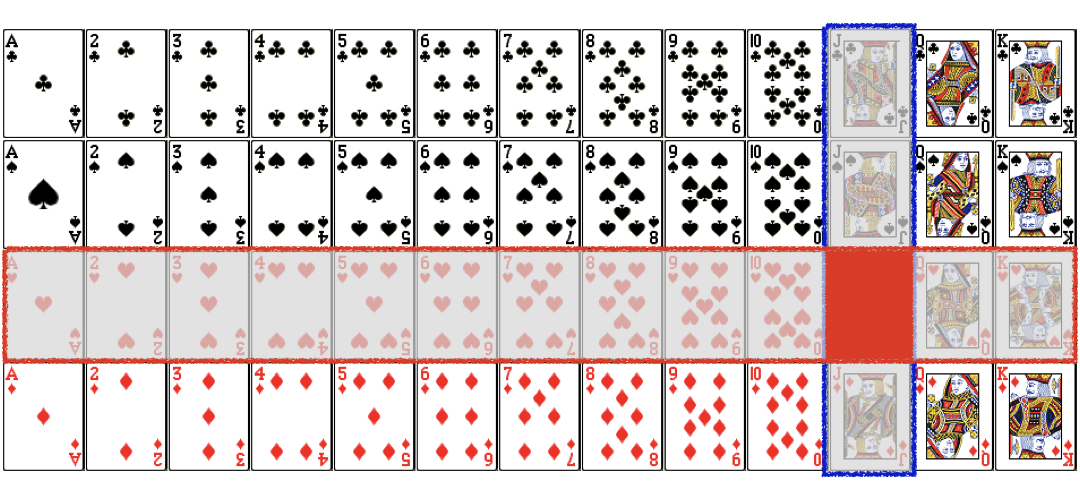Interception of Jack or Heart from a deck of cards
