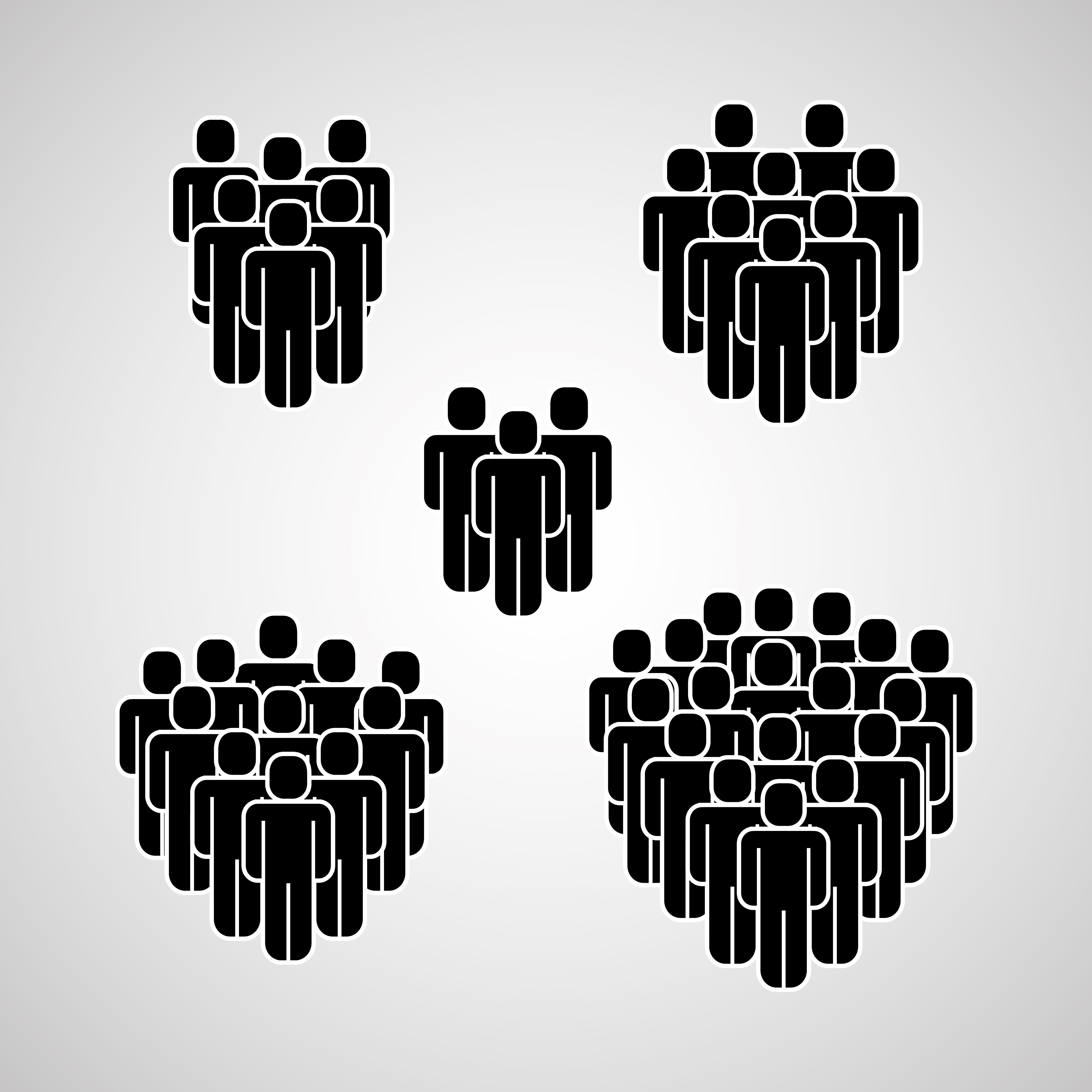 clusters of people standing together