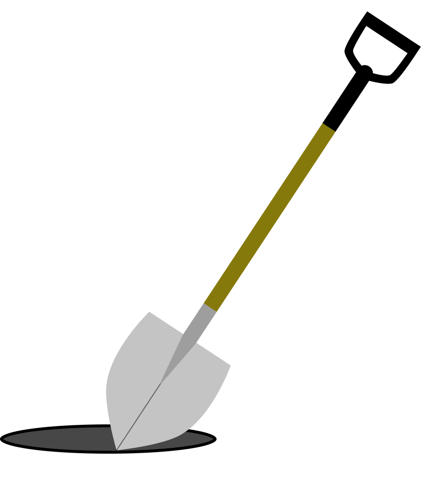 A shovel digging into the ground