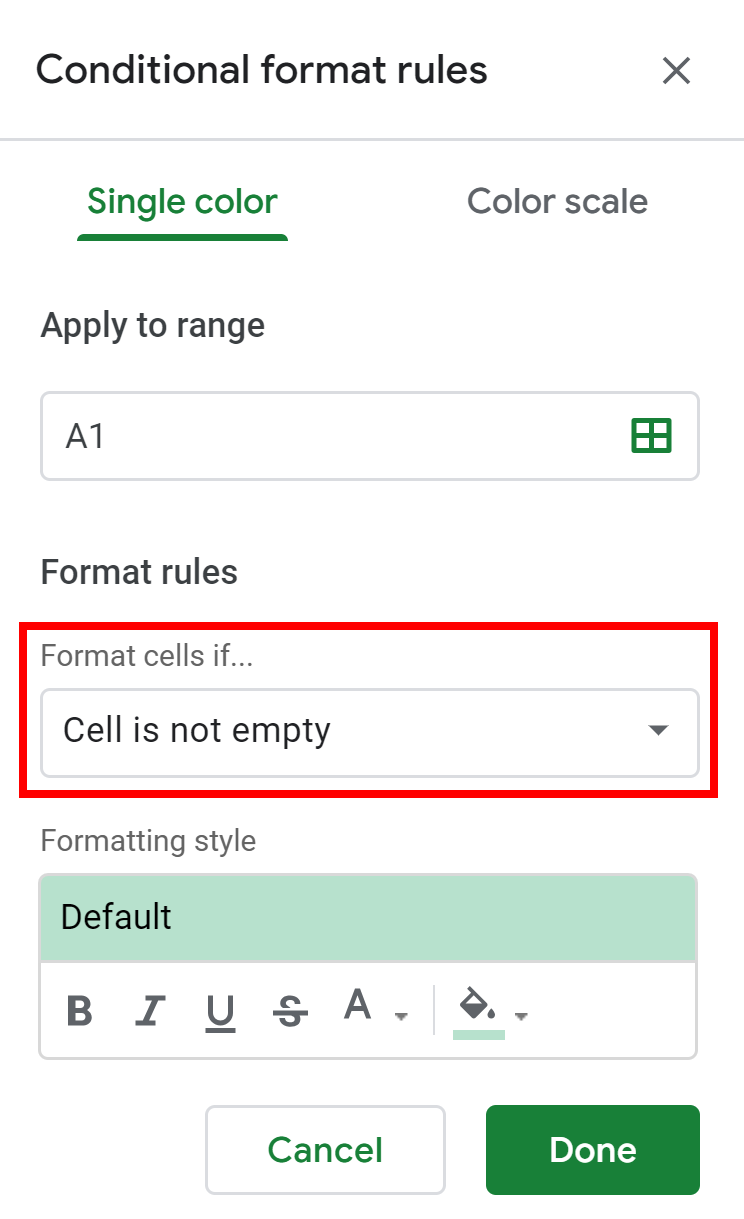 Conditional Formatting Menu