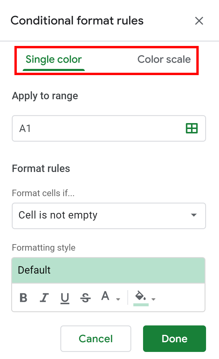 Conditional Formatting Menu