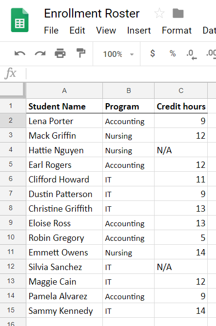 Enrollment roster