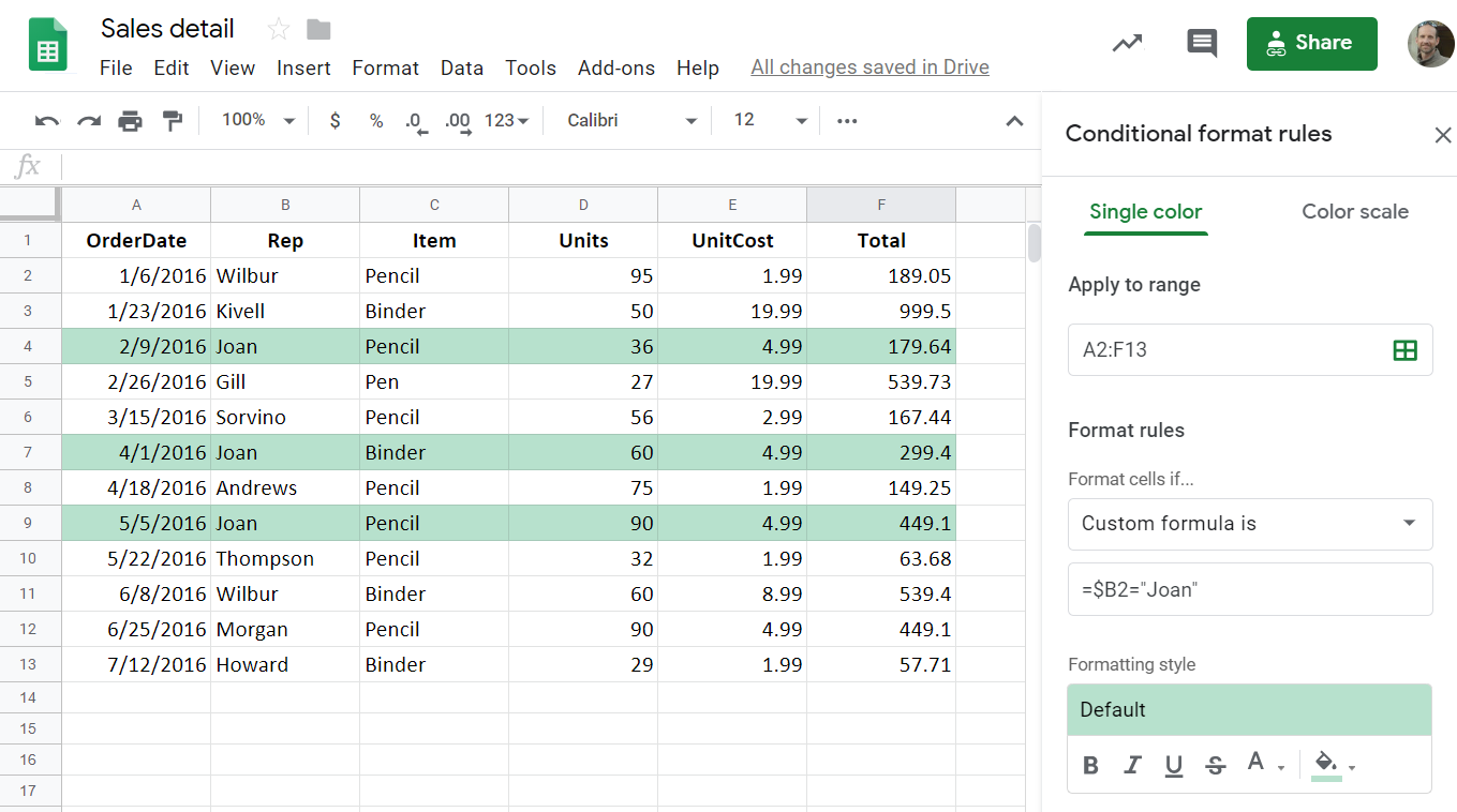 Formula with fixed column reference
