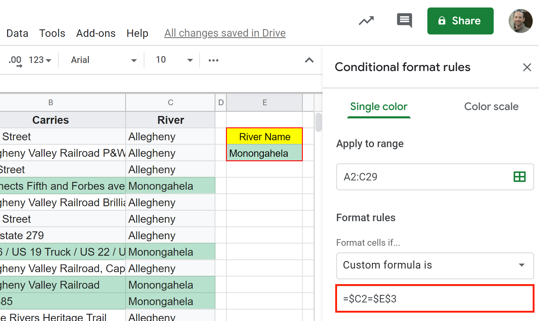 Building a search box Google Sheets