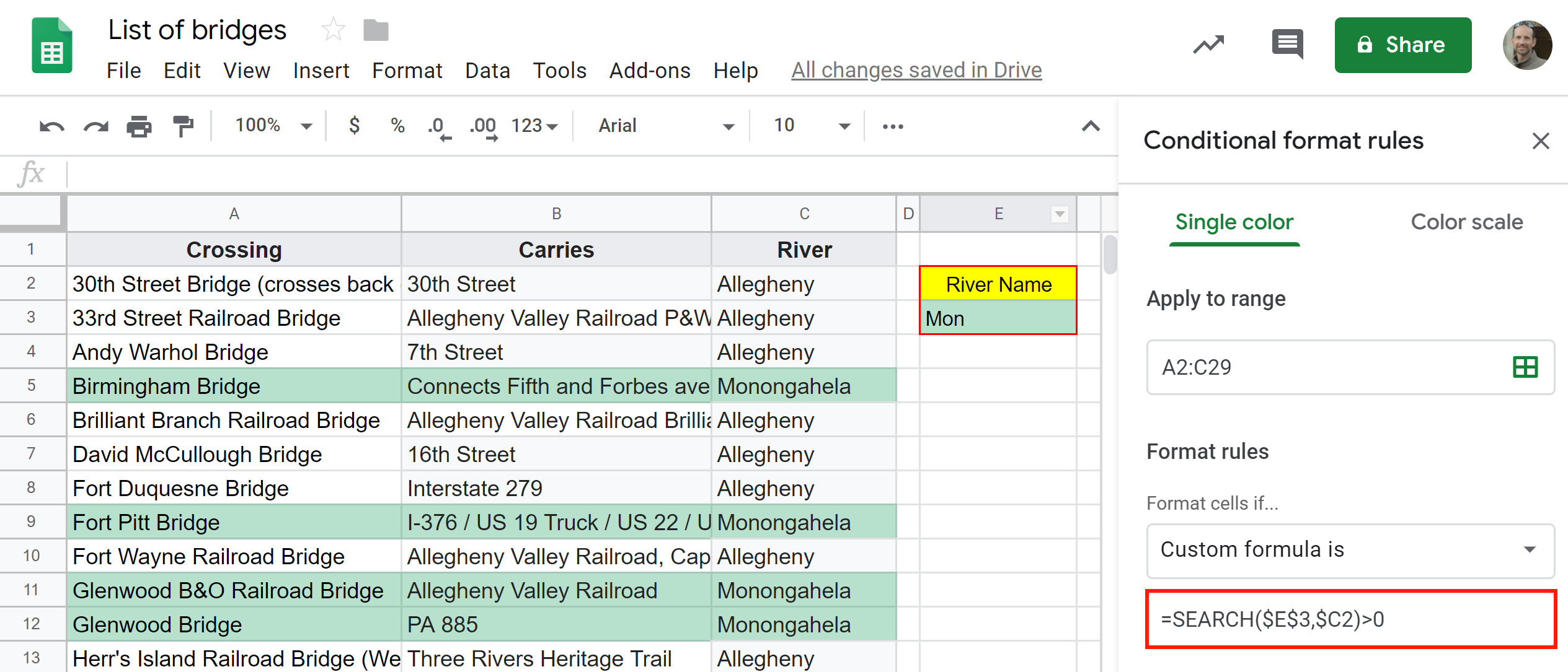 Building a search box Google Sheets