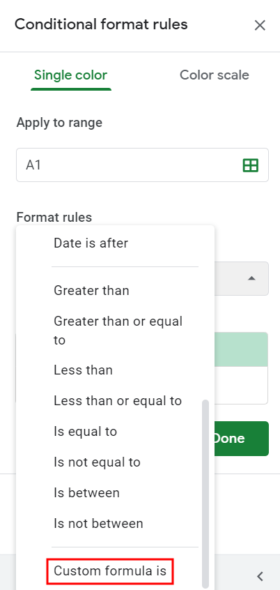 Conditional Formatting Menu