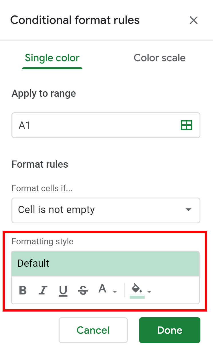 Conditional Formatting Menu