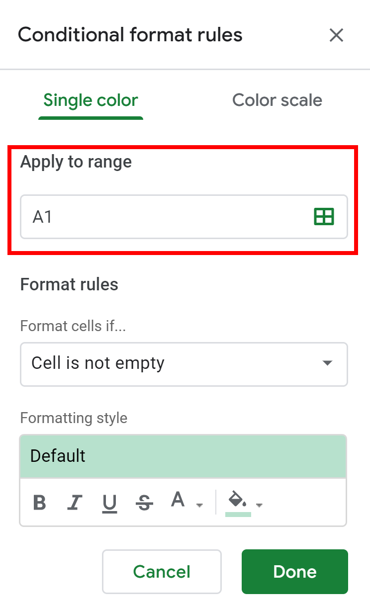 Conditional Formatting Menu