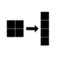 The image shows a 2 by 2 grayscale image being reshaped into a 4 by 1 vector.