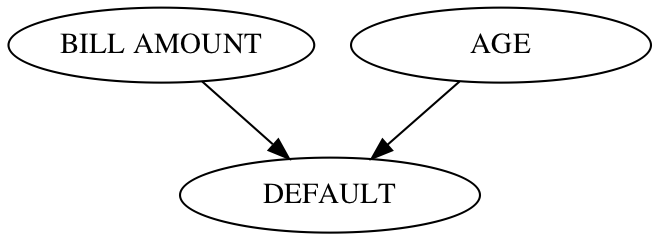 This image shows a simple network where the bill amount and age are used to predict default.