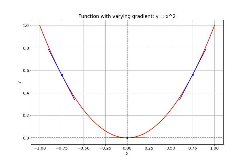 This slide shows a plot of the function y equals x squared.