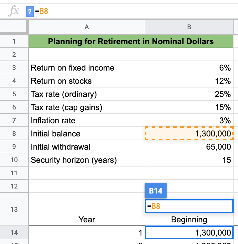 Initial yearly balance