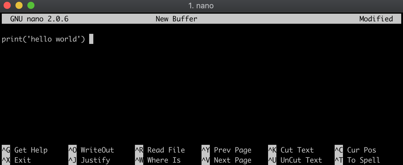 Screenshot of the nano text editor in a dark Terminal window