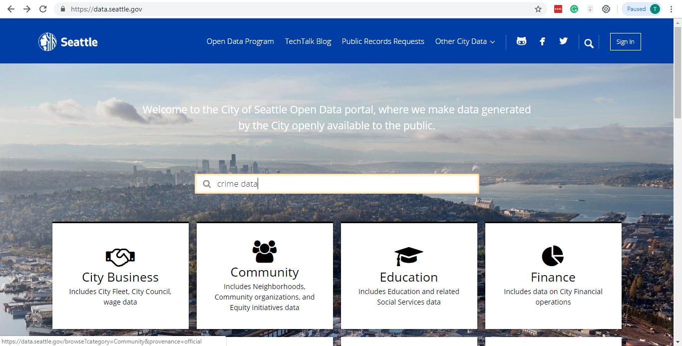 Seattle open data portal