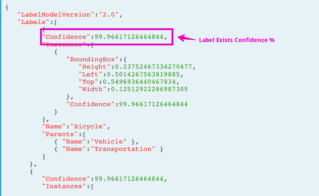 Detect labels response