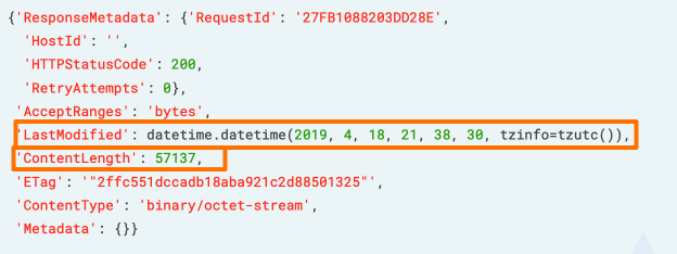 Object metadata response