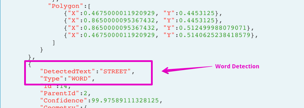 Text detection response