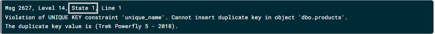 An error message that highlights the text "State 1", corresponding to the state of the error.