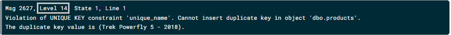 An error message that highlights the text "Level 14", corresponding to the severity level of the error.