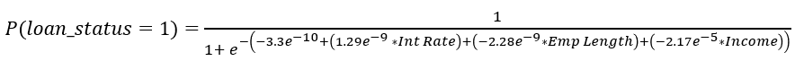 Formula for probability of default using logistic regression