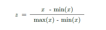 Formula min-max scaling