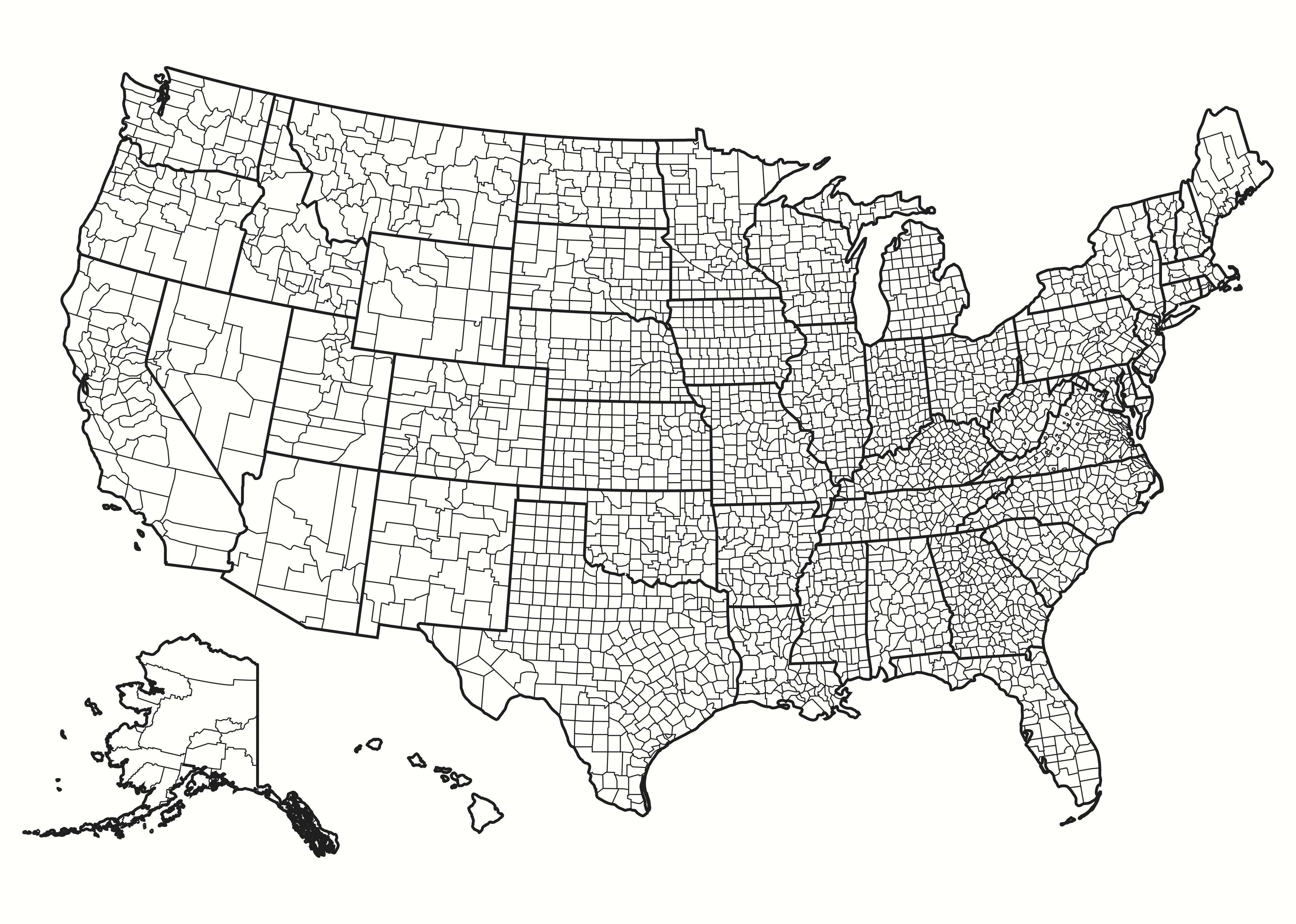 Map of counties in the United States.