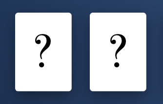 Two cards with question marks inside