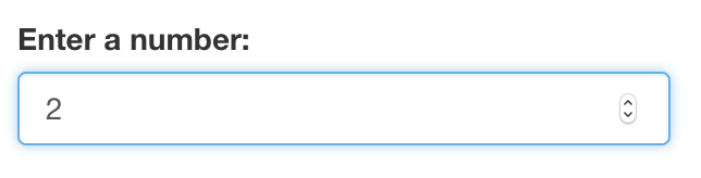 Numerical input to input a number, currently showing 2