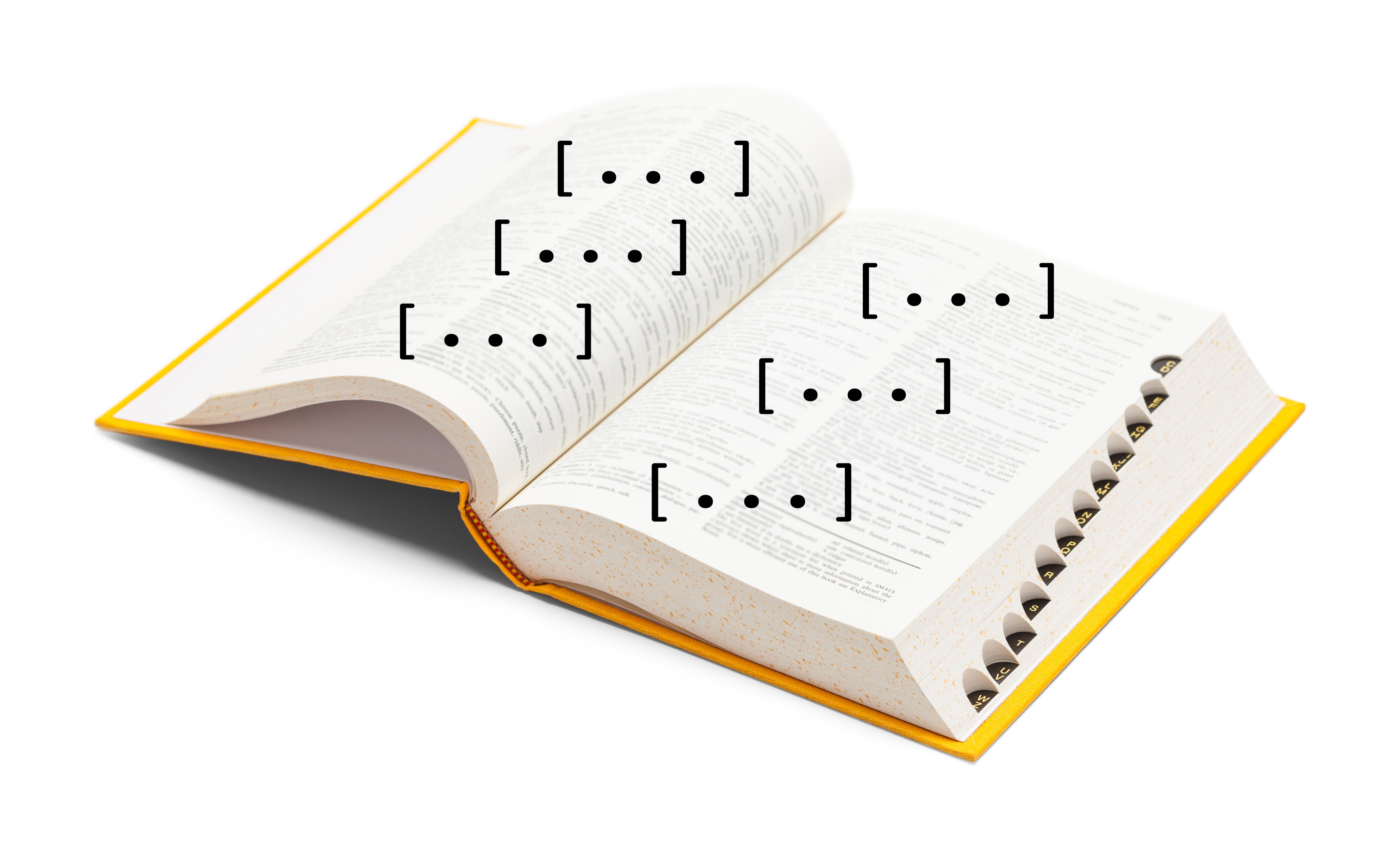 Several pairs of square brackets are shown inside a dictionary, representing a dictionary of lists.