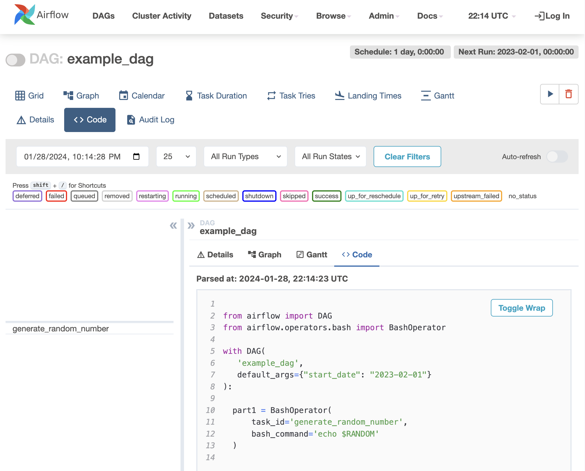 Airflow DAG code view
