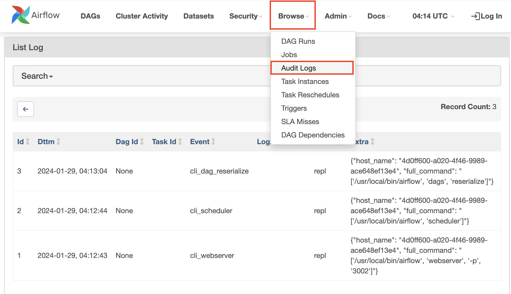 Airflow Audit logs