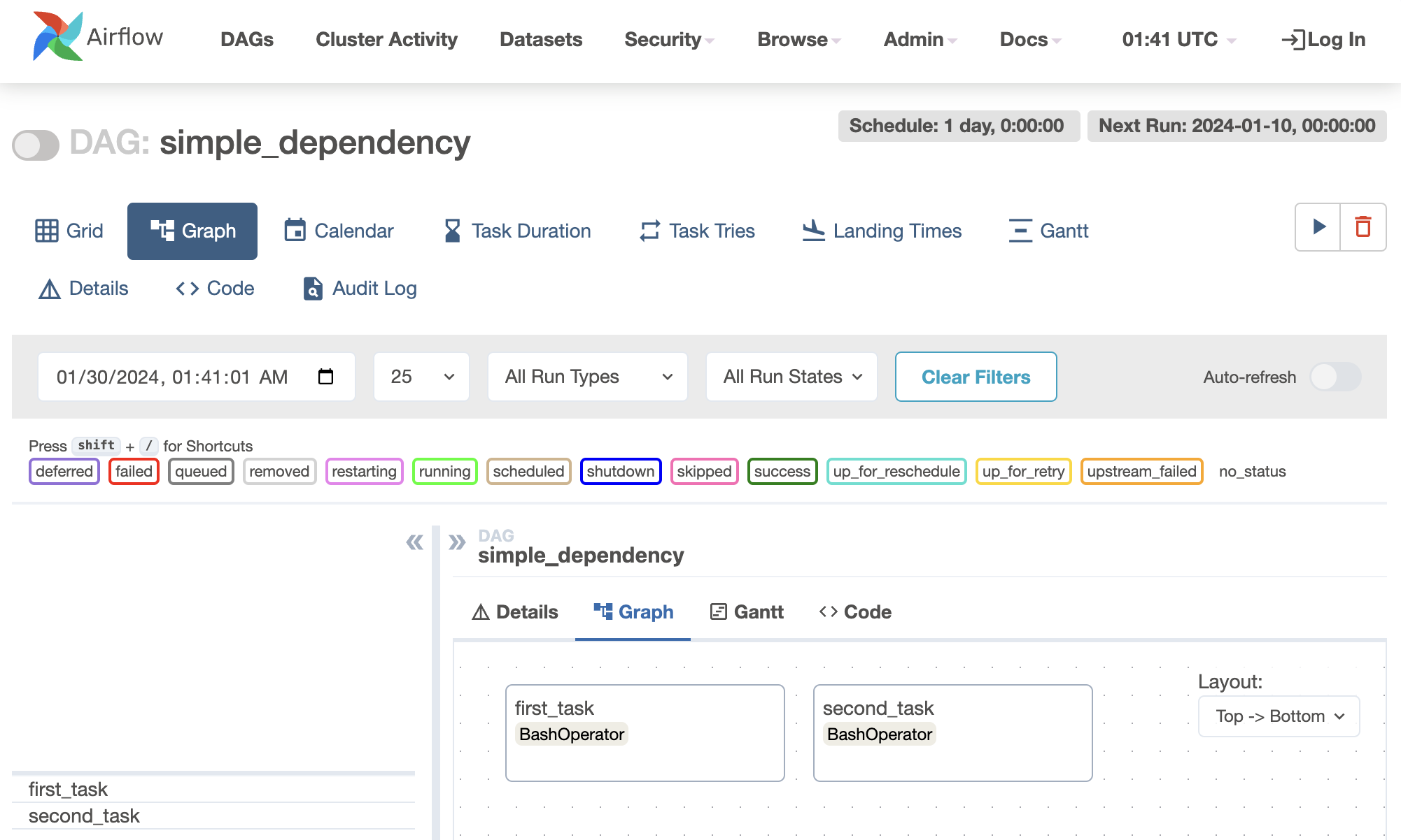 simple_dependency DAG view