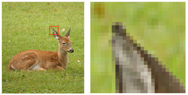 Example of pixels after zooming in