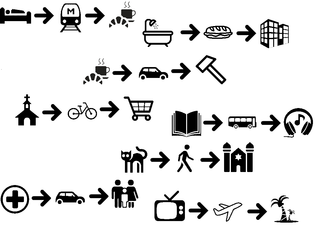 an assortment of icons representing many activities