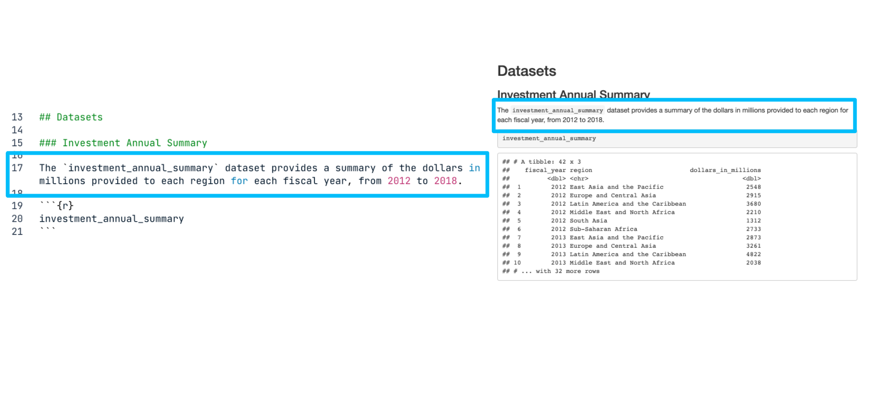 Markdown file with highlighted text