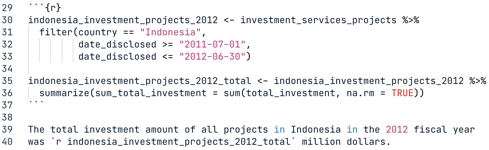 Markdown file with text that references the indonesia_investment_projects_2012_total object