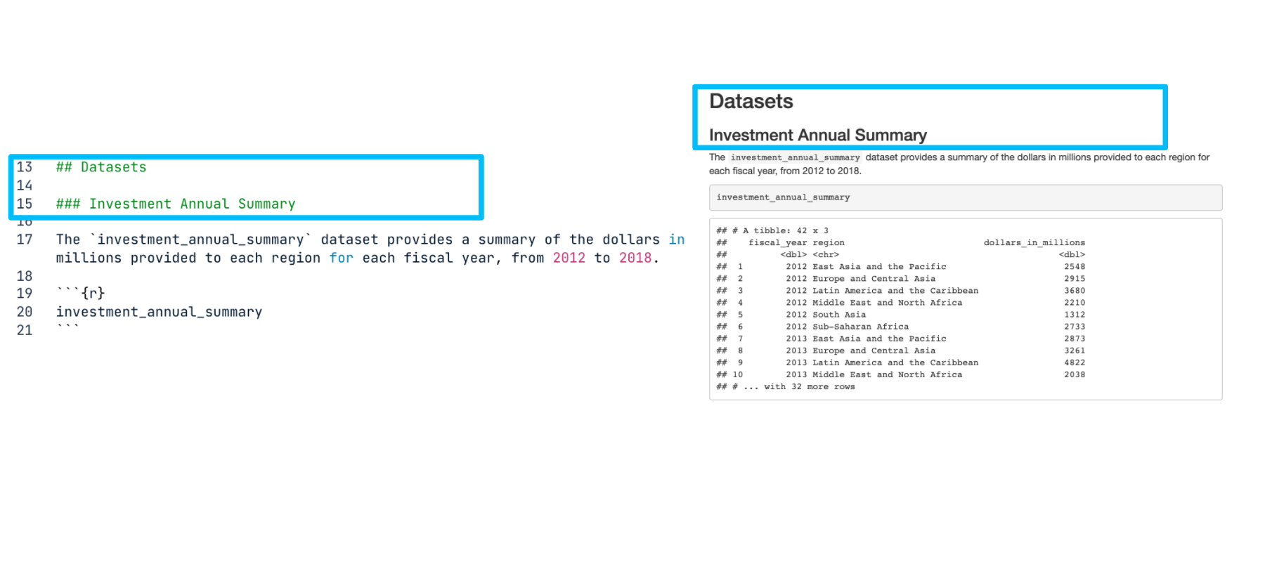 Markdown file with highlighted headers