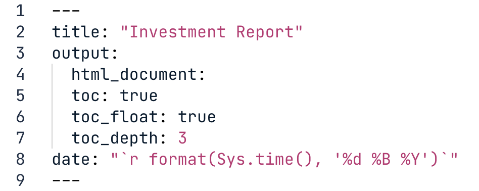 Markdown file with toc, toc_depth, and toc_float