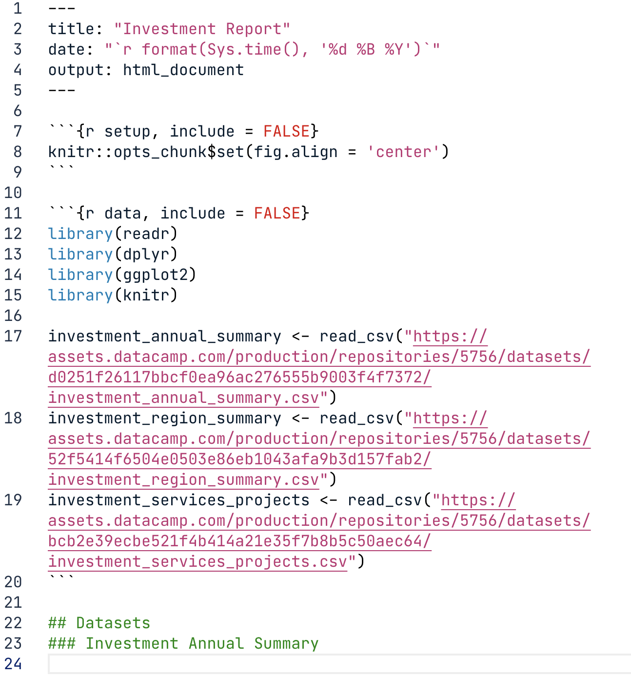 Markdown file with include equals FALSE